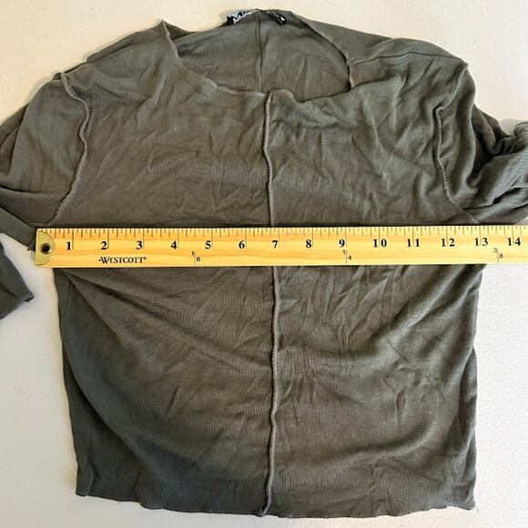 ZARA Women's Exposed Seams Long Sleeve Crop Top Olive Green Size‎ M - Picture 5 of 8